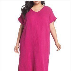 Eileen Fisher Fuchsia V-Neck Midi Dress